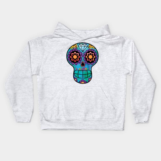 Sugarskull Graffiti Kids Hoodie by ToddTheFoxArt182